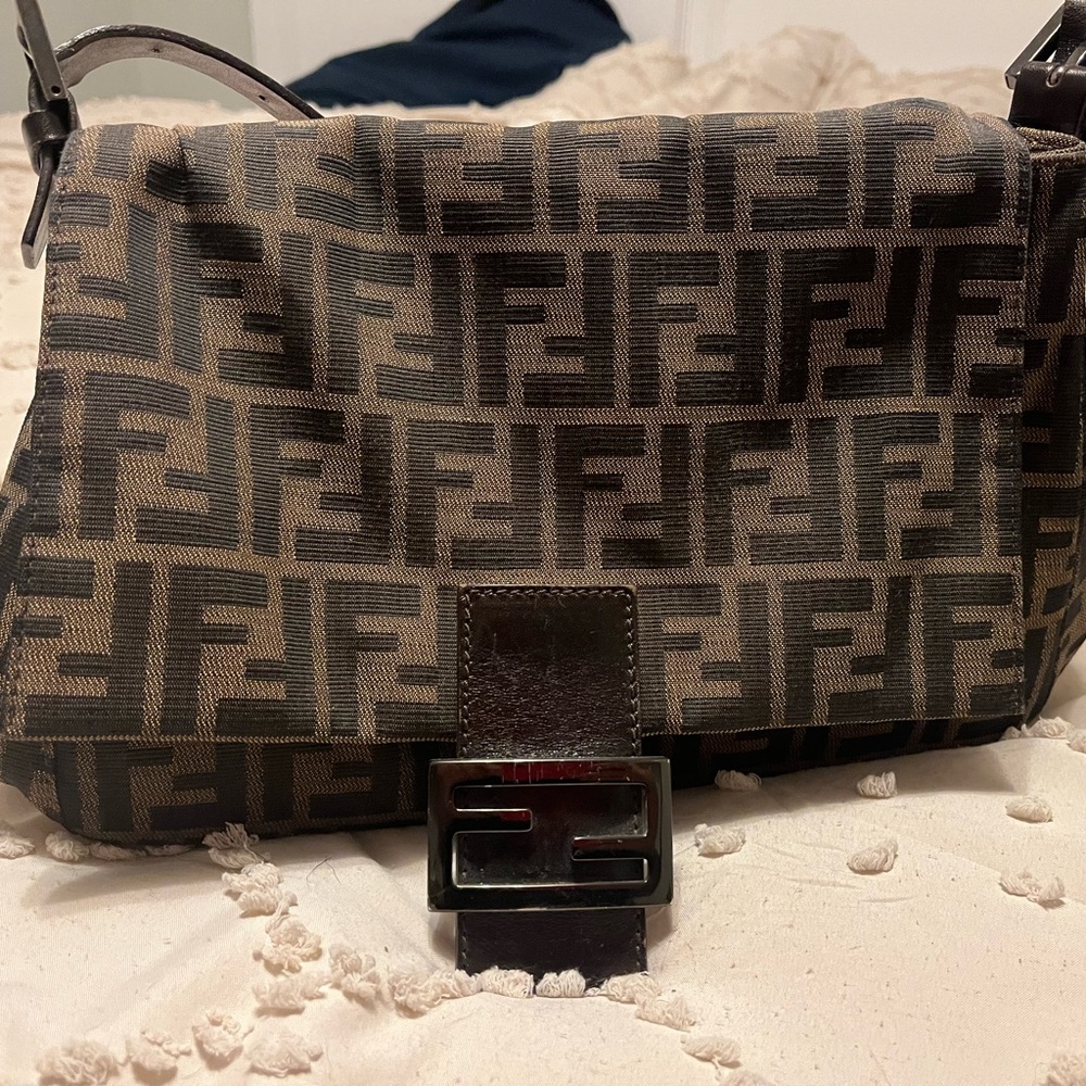 Fendi Black and Brown Monogram Clutch